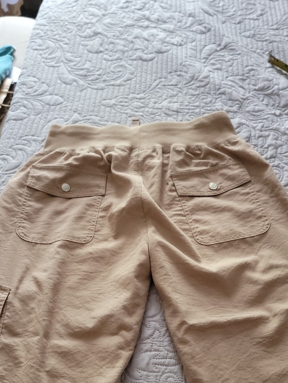 Ladies Size Medium Drawstring Cargo Jogger Pants - Khaki Lightweight - Picture 10 of 12